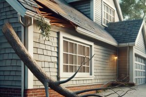 Storm damage from branch